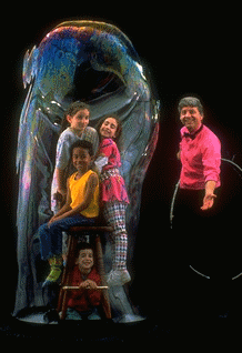 Kids inside a large bubble